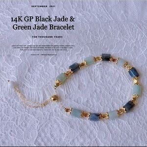 COPY - 14K GP black jadeite & Green jadeite  bracelet